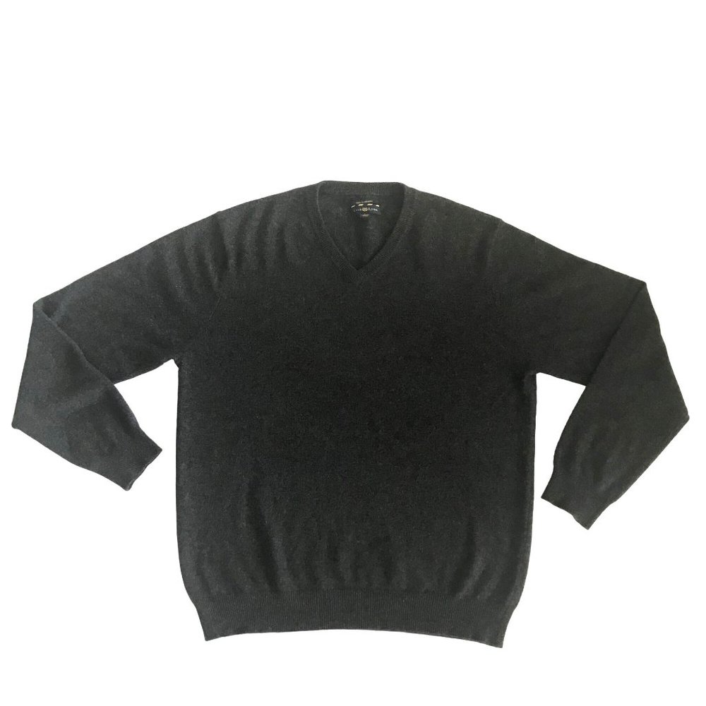 Club Room Cashmere Sweater Gray Mens Large V-Neck